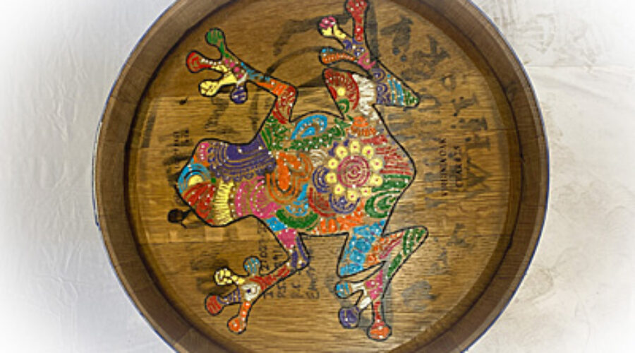 Top of decorative rain barrel
