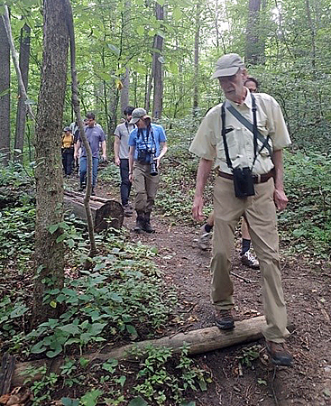 Birders on a trail at Sweet Run State Park