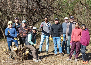 Volunteers at cleared planting area