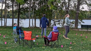 Bird watchers in the count circle